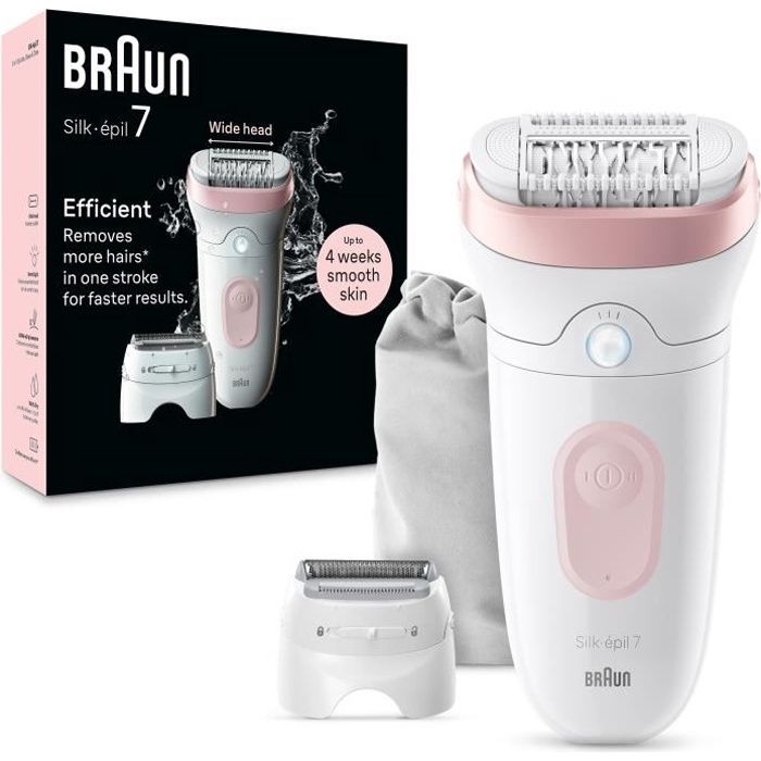 Epilator electric Braun Silk-epil 7 alb/roz, model 7-030 - eMAG.ro