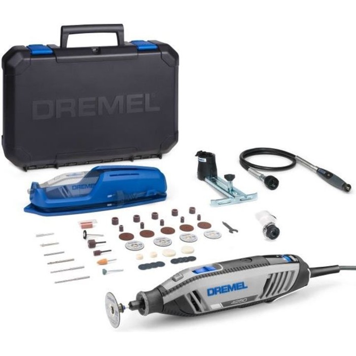 Unealta multifunctionala 175W Dremel 4250-3/45, set cu 45 accesorii si 3 adaptoare