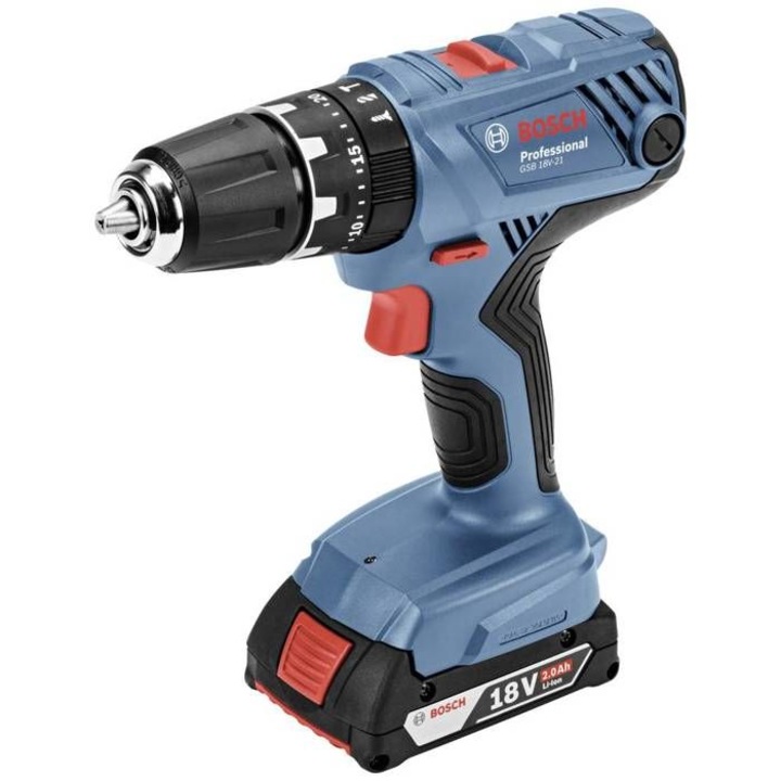 Bosch Professional GSB 18V-21 fúró-csavarozó, 2 db 2.0Ah akkumulátorral, sárga, készlet