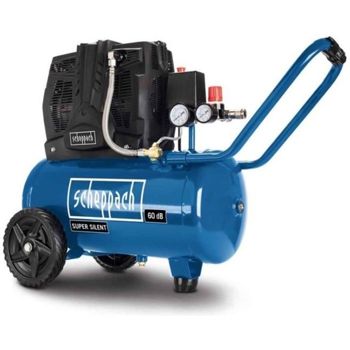 Compresor de aer orizontal cu doua cilindri Scheppach HC25Si, 24 L, 1100W, 8 bar, 1.5 HP