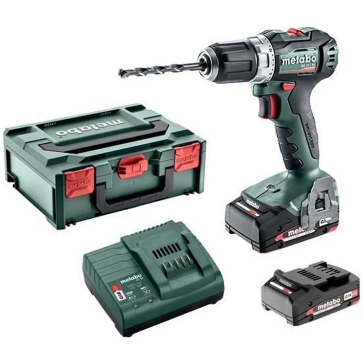 Бормашина и отвертка Metabo, 18V, 55Nm, 13mm, комплект с 2 батерии 2Ah и зарядно устройство