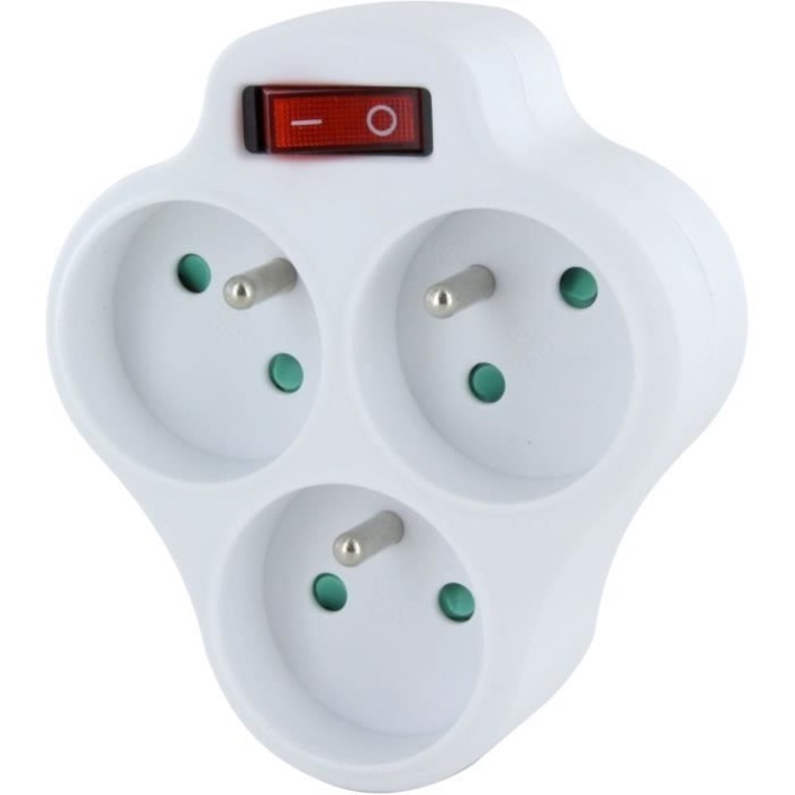 Prize Chacon, Domino 3x16A, Triunghi cu intrerupator, Alb