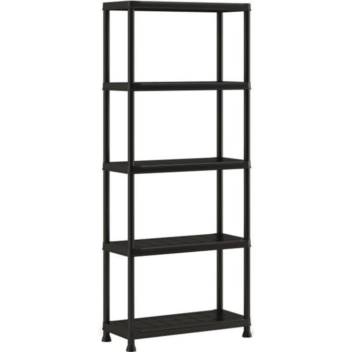 Raft KIS Etagere Plus 75/5, 5 szintes, fekete, 75x32x176cm