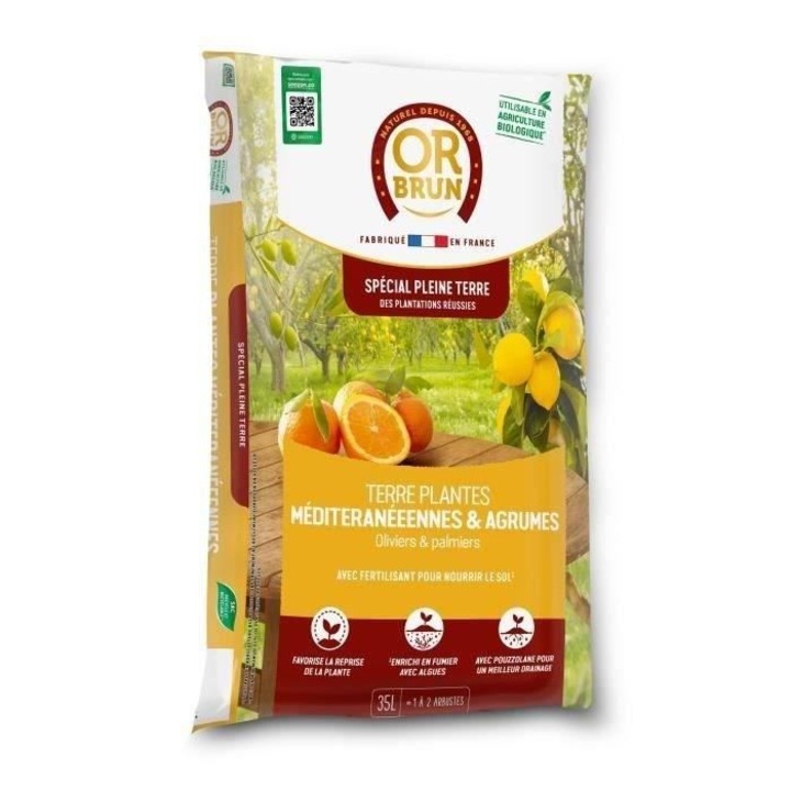 Föld mediterrán növényekhez, OR BRUN, aranybarna színű, 35cm