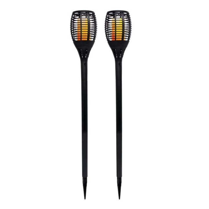 Set de 2 torte solare mini Maity, Lumi Jardin, efect flacara, LED, alb cald, H 70 cm