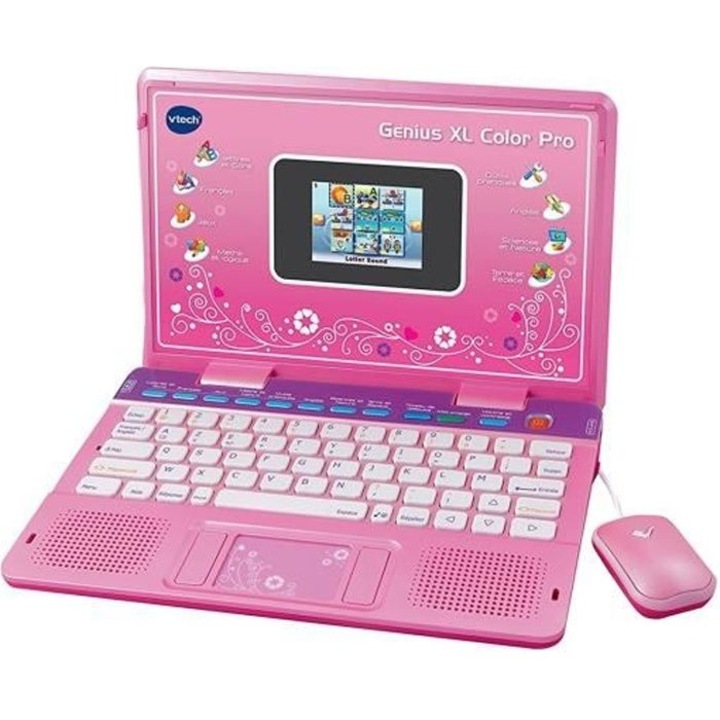 Jucarie interactiva bebelusi, Vtech, Genius XL Pro Color, bilingva, roz