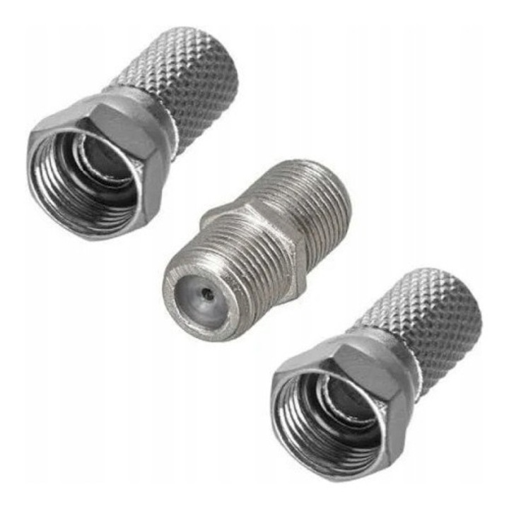 Комплект конектори за антенен кабел, CARDSPLITTER, сребрист, 20 мм, устойчив на корозия