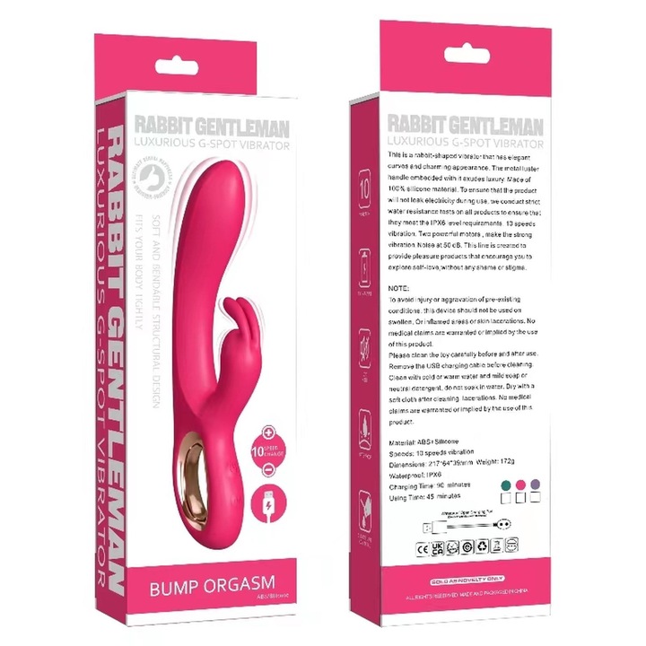 Вибратор тип „заек“, серия B, 10 скорости, розов, водоустойчив