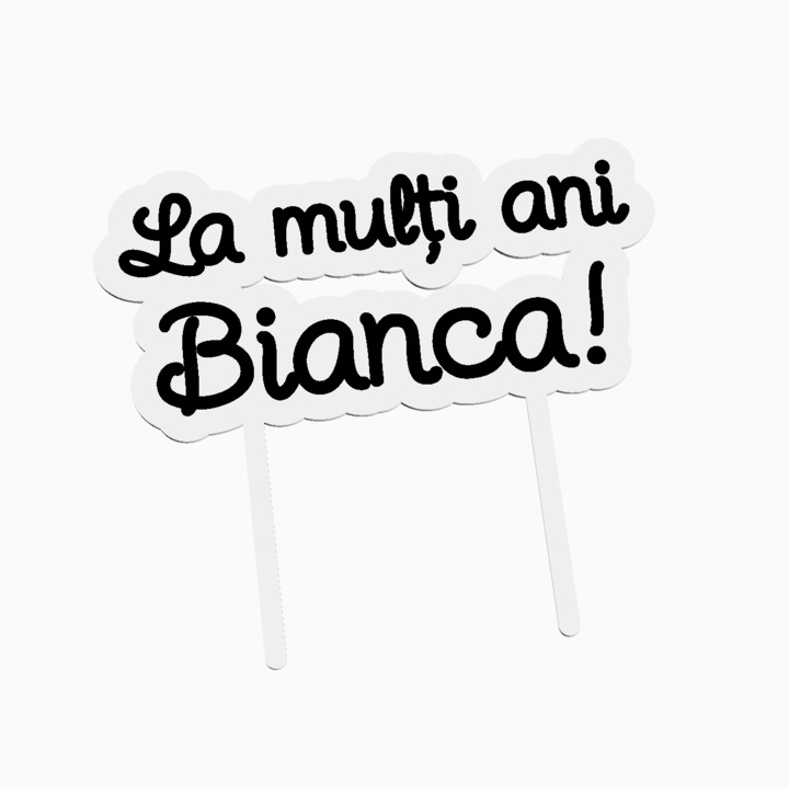 Топер за торта за рожден ден, с текст „Честит рожден ден, Бианка“
