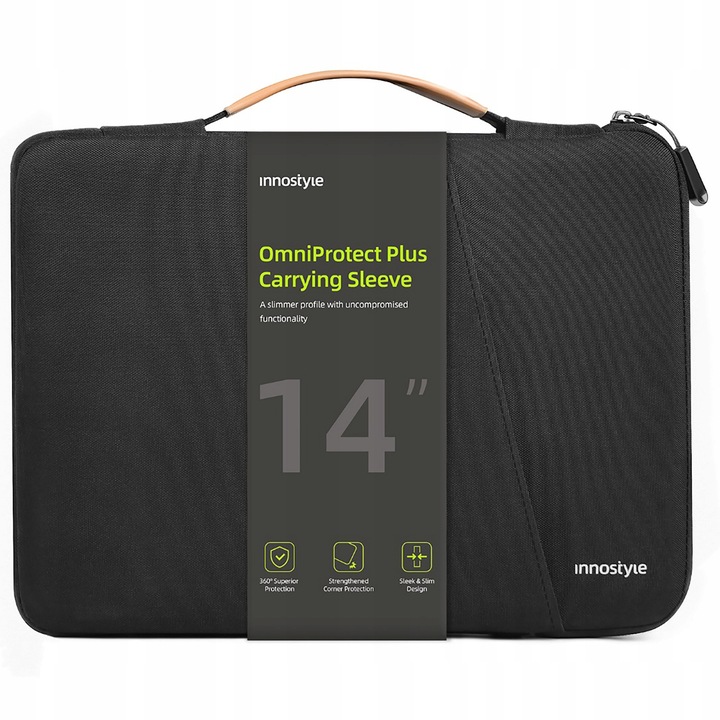 Husa laptop 14", Innostyle OmniProtect Plus, waterproof, neagra, 36x26x4cm, 300g