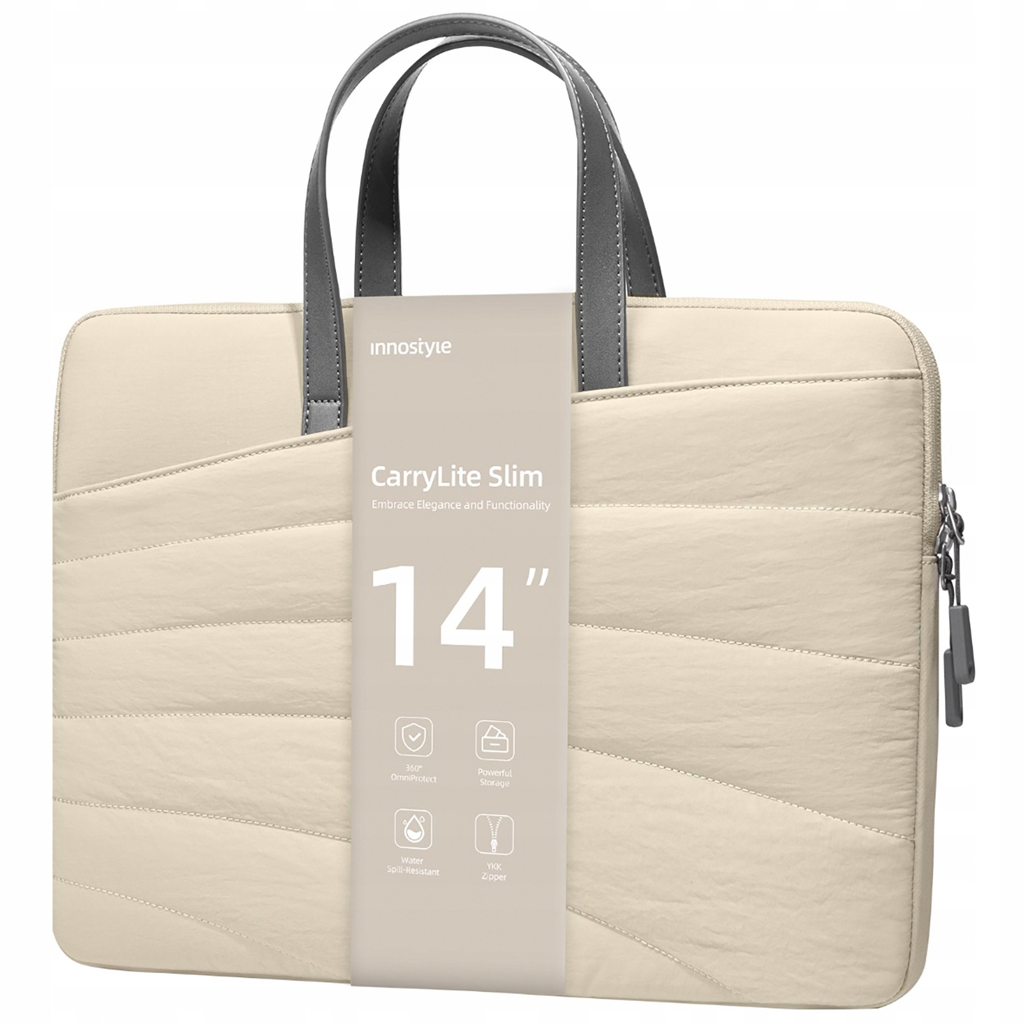 Geanta laptop 14", CarryLite Slim, bej, 35x26x3cm