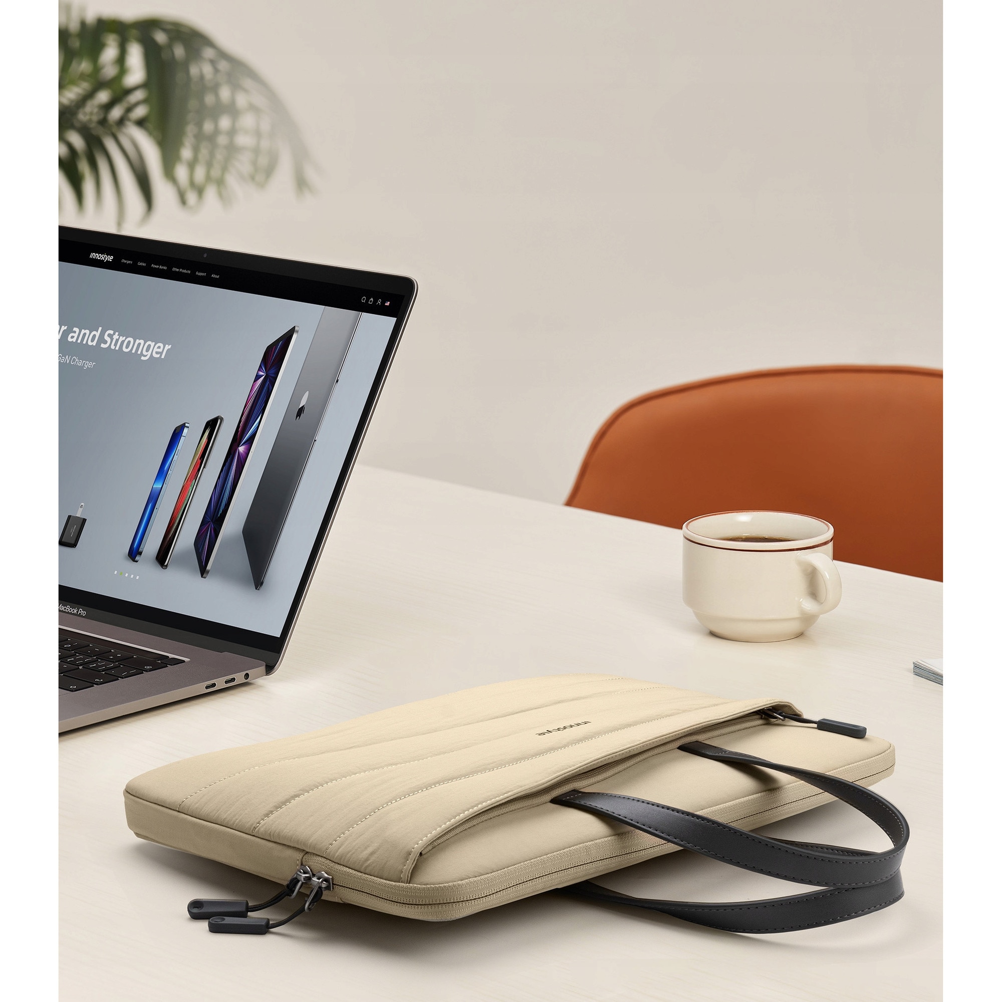 Geanta laptop CarryLite Slim, 15.6", waterproof, bej, set 1x