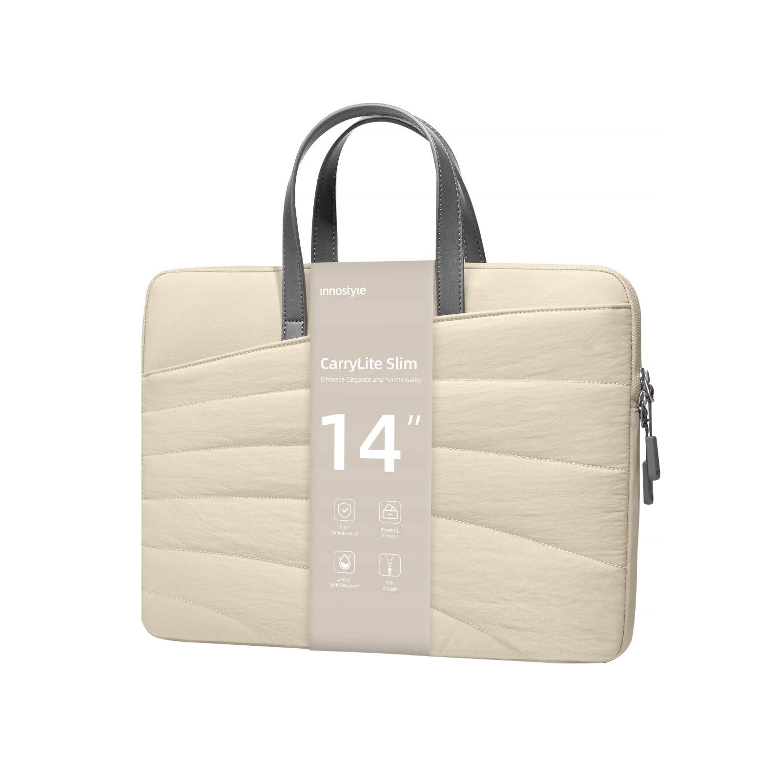 Geanta laptop 14", CarryLite Slim, bej, 35x26x3cm