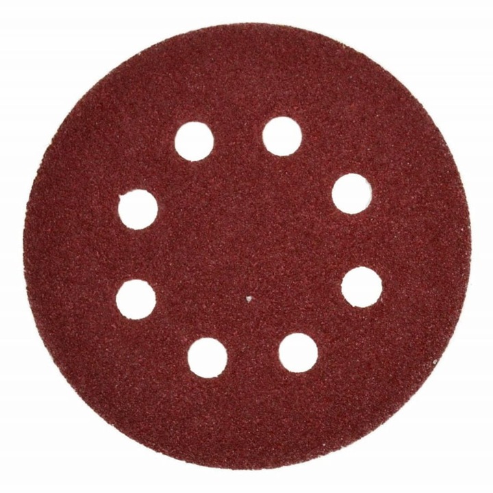 AwTools csiszolókorongok, 125 mm, P120, 5 darabos készlet, 8 lyukkal a szívófejhez