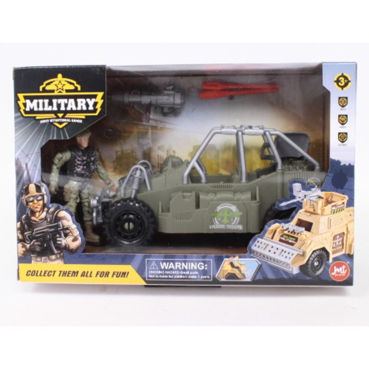 Masinuta militara F14-6A, set cu soldat, multicolor