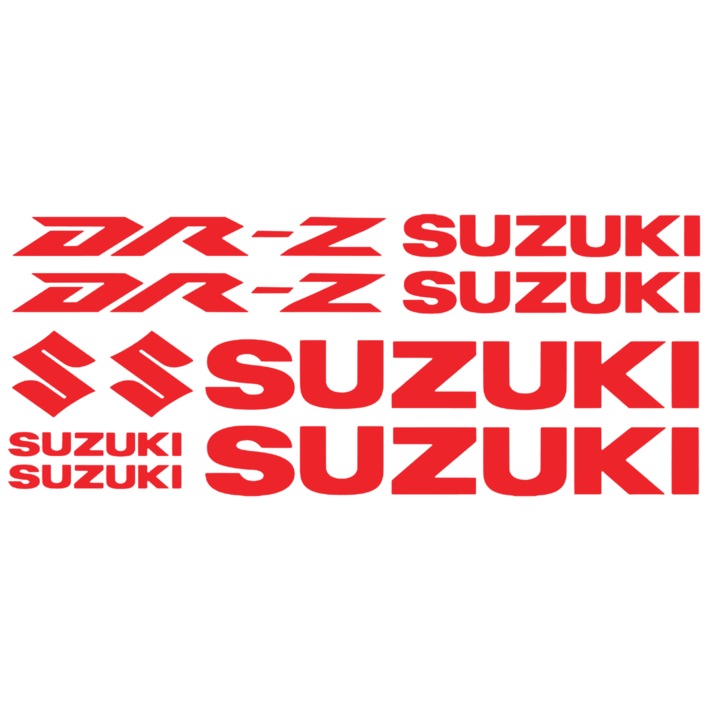 Set 10 stickere suzuki dr-z v2, 20cm x2cm, rosu