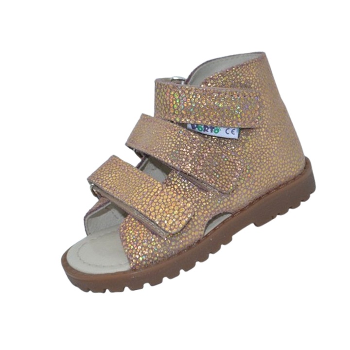 Профилактични сандали, изработени от естествена кожа, за момичета, Mrugala 1110-49, Златни 120256