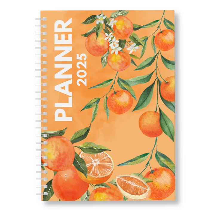 Planner 2025 Portocale – Agenda Colorata pentru Organizare Zilnica si Obiective – 108 Pagini