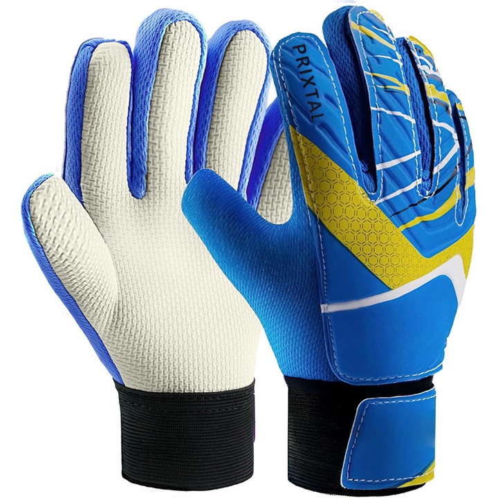 Manusi portar profesionale, Marime 6, spate din PU ultra-moale, palma Super Soft latex, Respirabil, rezistent la uzura si ingrosat, Wristguard dublu, Albastru