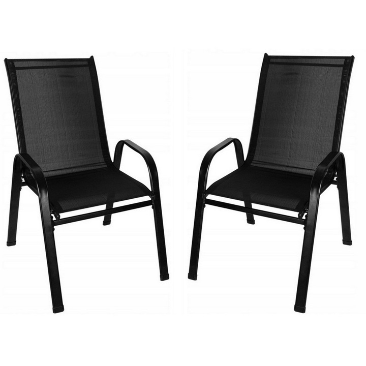 Set de 2 scaune de gradina, negru