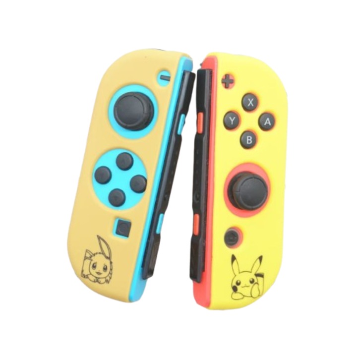 Set 2 carcase protectie joystick, Pikachu, Silicon, Compatibil cu Nintendo Switch