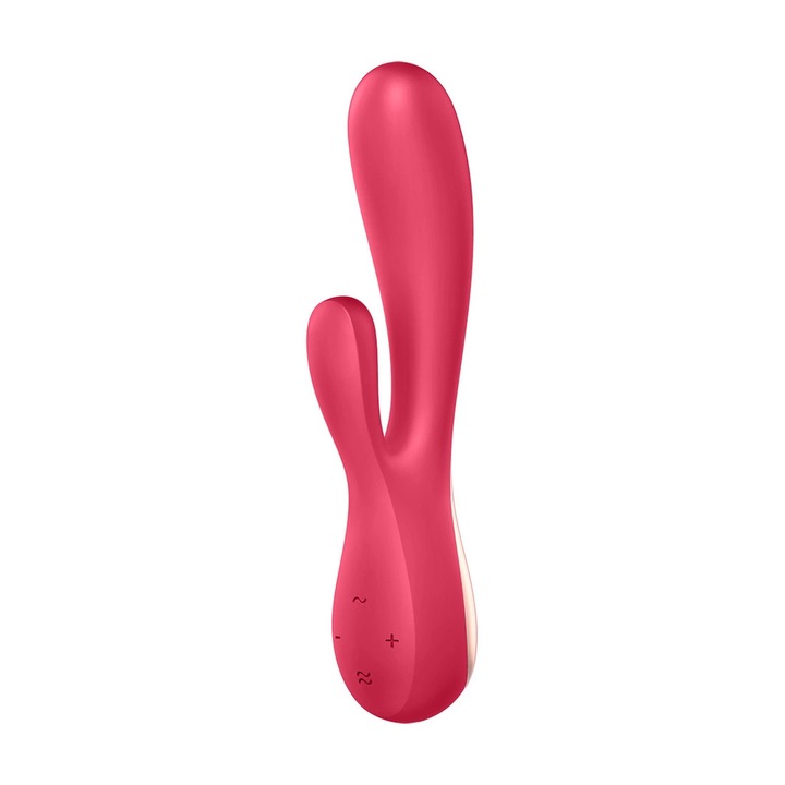 Вибратор Satisfyer Mono Flex2, двоен, с приложение, медицински силикон, бял/розов, 20x3,5см