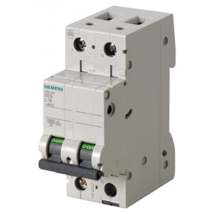 Siguranta electrica, Siemens, 5SL6516-7, 2 poli, 16A, 250V, 6kA, 82x40x76mm