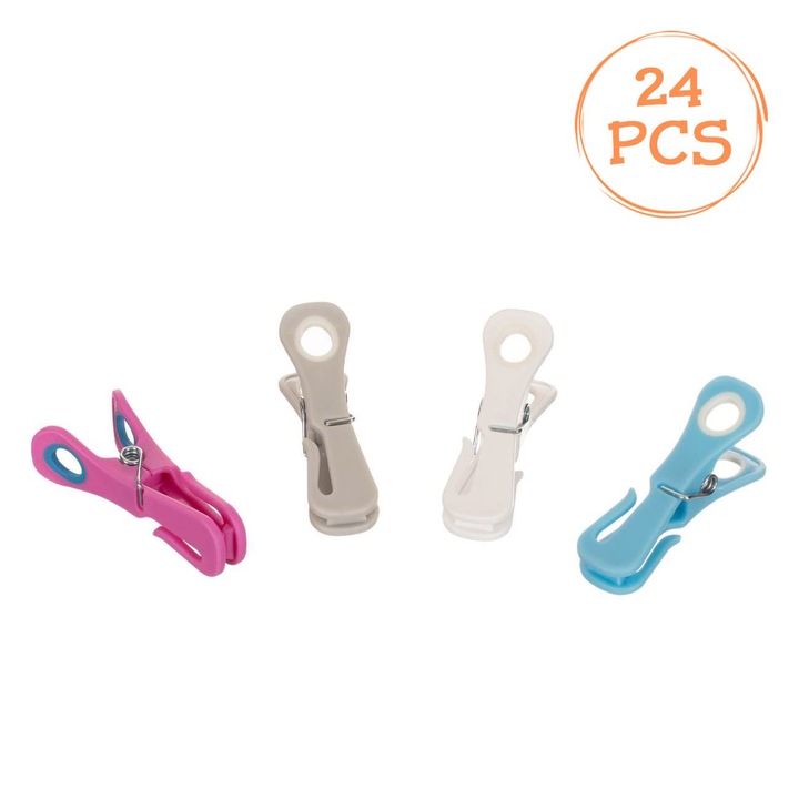 Carlige cu maner moale softgrip & carlig pentru rufe 8cm - 24buc