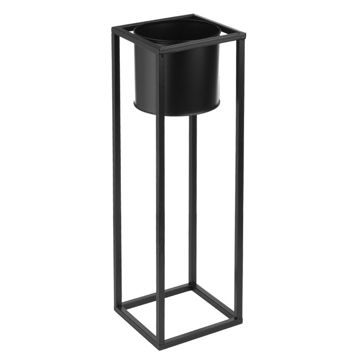 Suport ghiveci decorativ metalic cu baza neagra ø13x50cm - 2l