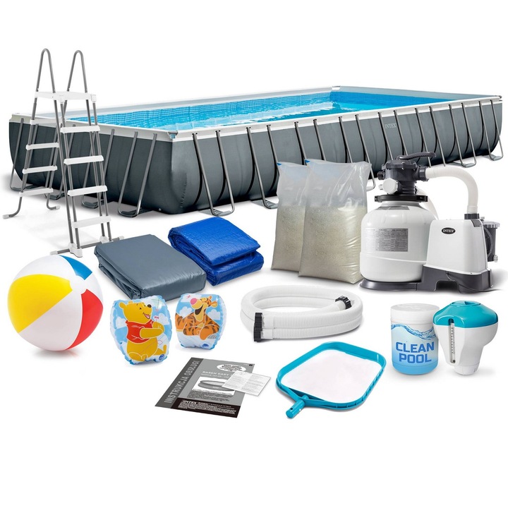 Piscina cu cadru Intex 975x488x132cm, accesorii incluse 17 in 1, multicolor