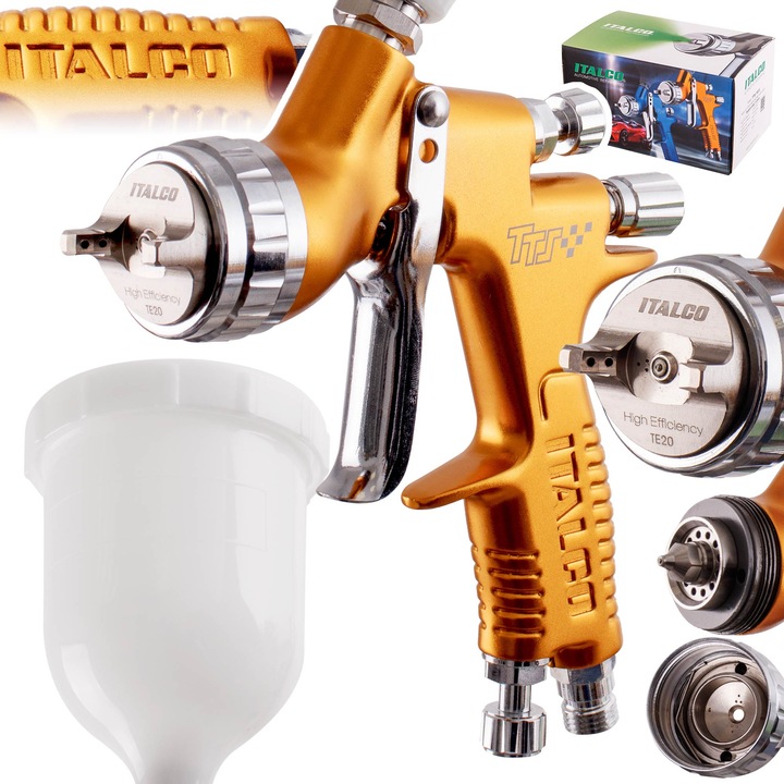 Пистолет за боядисване ITALCO TTS 1.3 мм, Auarita, капацитет 600 мл, разход на въздух 300-370 л/мин, пълен комплект