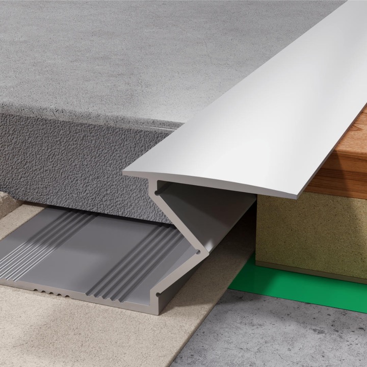 Profil adaptiv PSA, Aluminiu, 12-15 mm, 250 cm, Argintiu mat