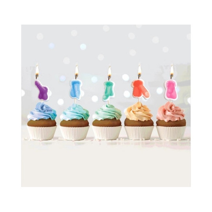 Set 4 lumanari decorative, Little Genie, 7.6x2.5cm, multicolor