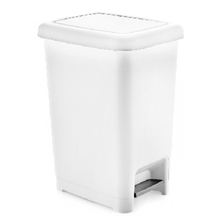 Cos de gunoi Raki SLIM 10lt alb, 27x21x35cm, cu pedala dreptunghiular