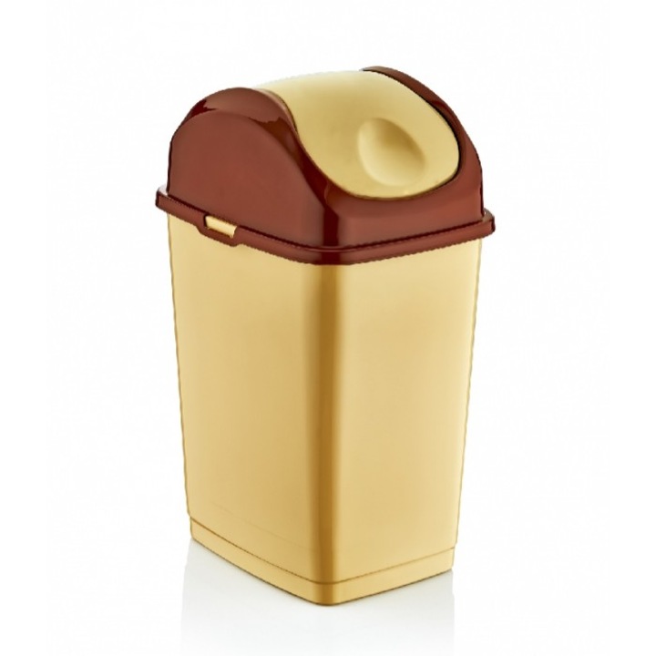 Cos gunoi cu capac batant RAKI ICIKALA 18lt maro, 30x23xh48cm