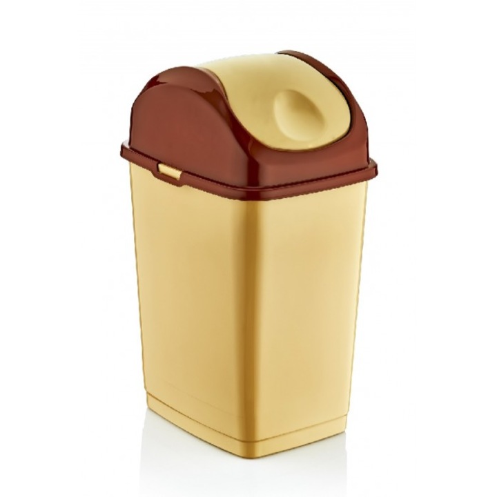 Cos gunoi cu capac batant RAKI ICIKALA 5lt maro, 18x13.5xh28.5cm