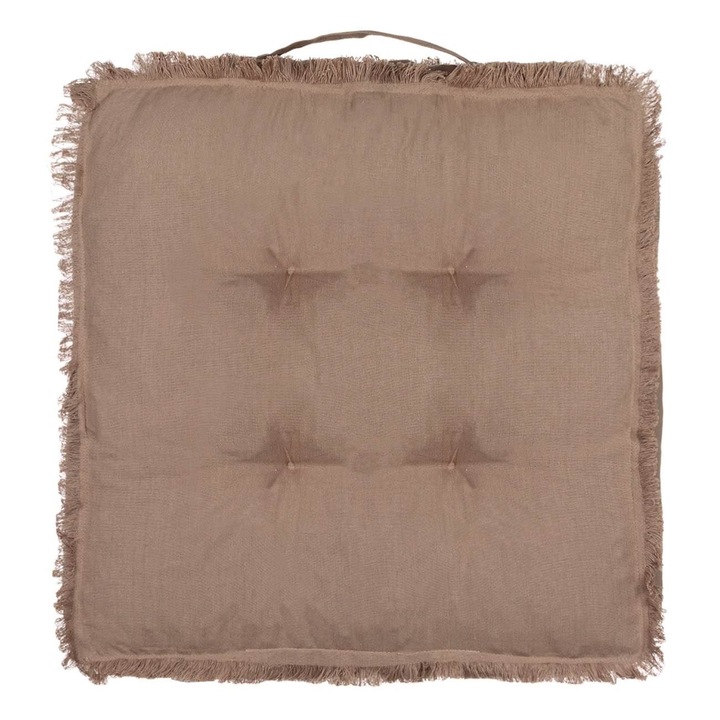 Perna pentru podea din bumbac maro cu franjuri 60x60cm