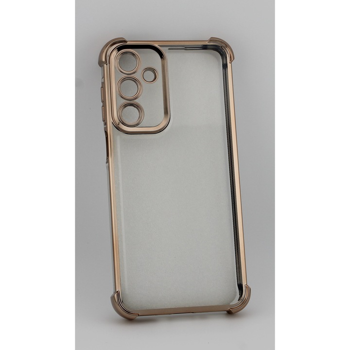 Samsung Galaxy A16 4G / A16 5G telefontok, TPU ütésálló krómozott arany, kameravédelem, átlátszó / arany