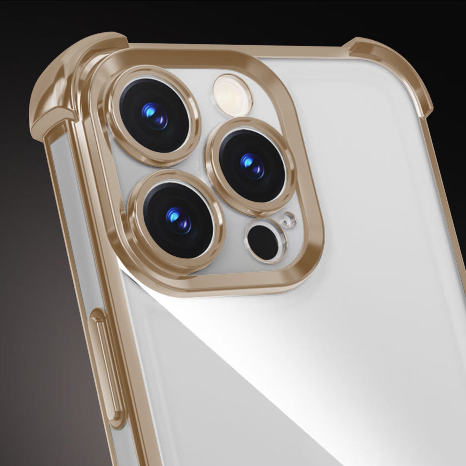 Husa pentru Samsung Galaxy S25 Plus, TPU AntiShock Chrome Gold, Protectie Camere, Transparent / Auriu