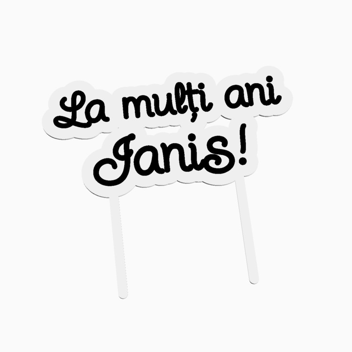 Cake topper pentru tort aniversare, cu textul La multi ani Ianis
