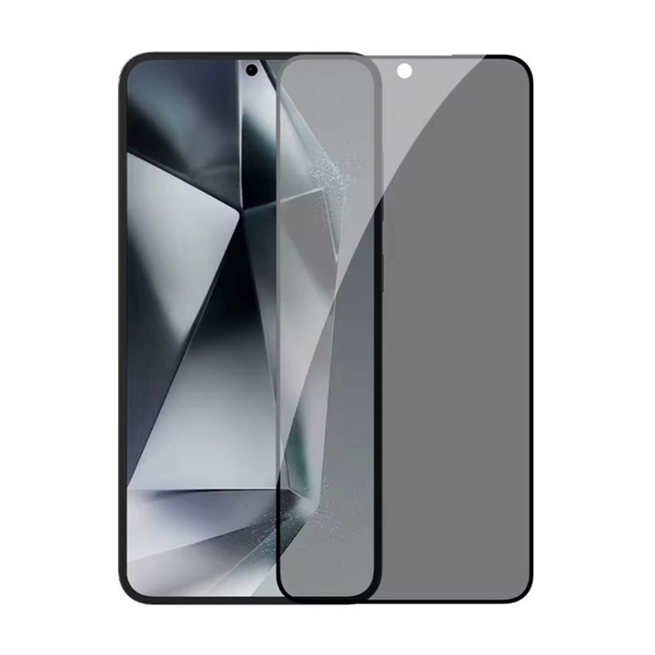 Folie sticla securizata privacy compatibila cu Samsung Galaxy S25, Lipici pe tot ecranul