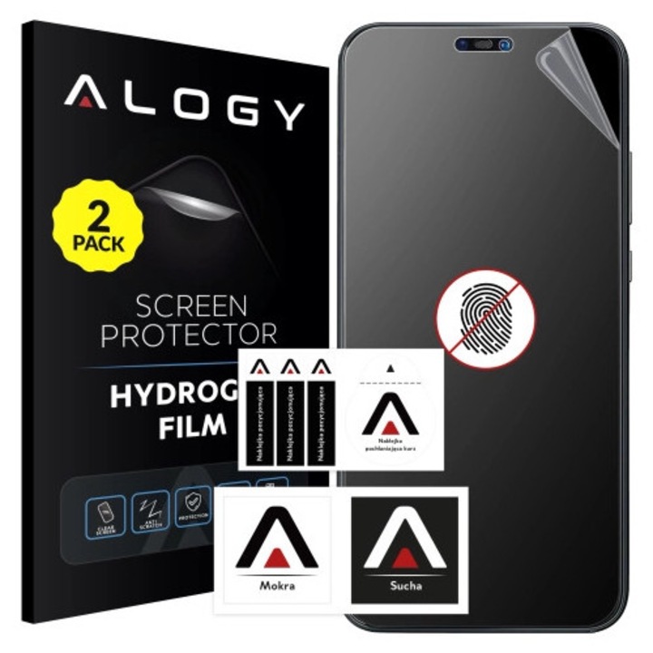 Set 2 folii hidrogel mate Alogy HydroSkin pentru Huawei P20 Lite, anti-amprente, 2x9.1x4.5cm