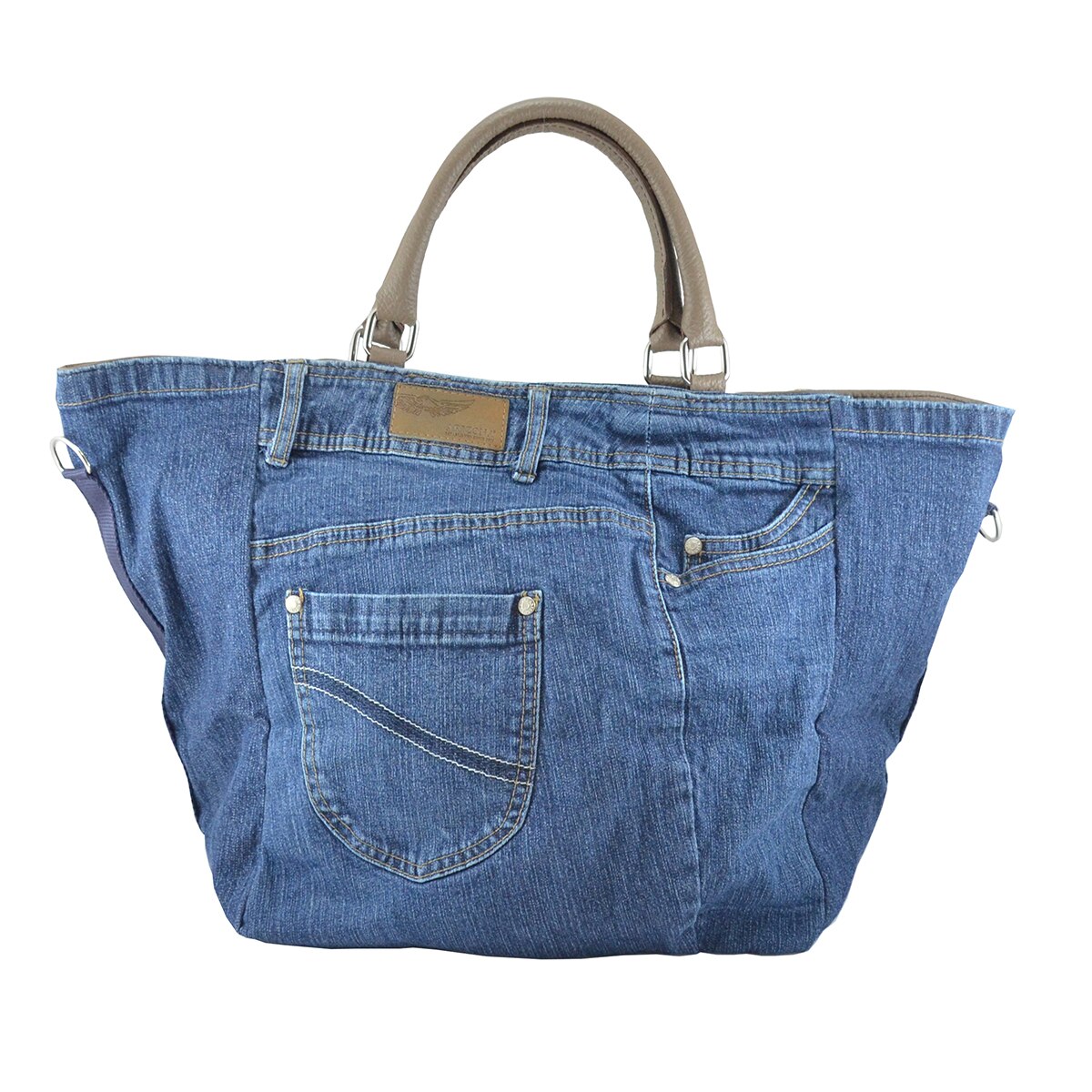 Geanta mare unicat Jeans Arizona & Pelle Taupe