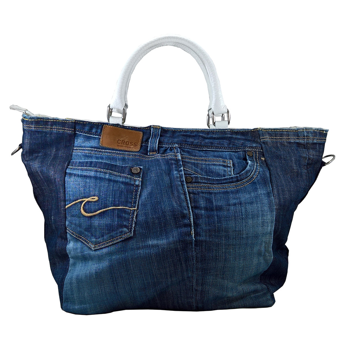 Geanta mare unicat Jeans Cross & Pelle Bianco