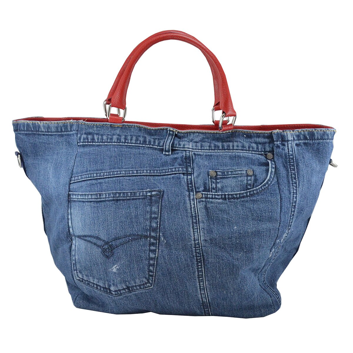 Geanta mare unicat Jeans & Pelle Rosso