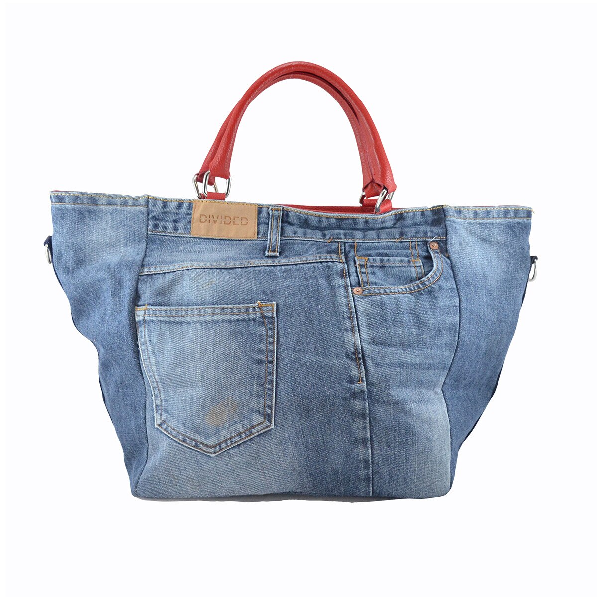 Geanta mare unicat Jeans Divided & Pelle Rosso