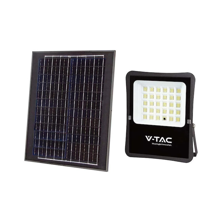 Proiector LED Solar V-TAC 20W, Negru, 2400lm, Telecomanda, Set