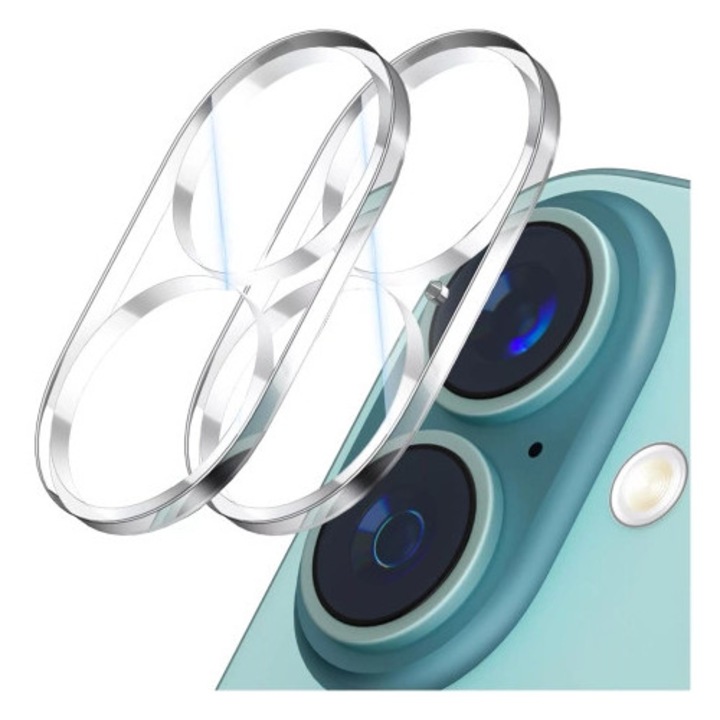 Set 2x Szklo protector Alogy pentru obiectiv Apple iPhone 16 / 16 Plus, 9H, transparent, 0.2mm