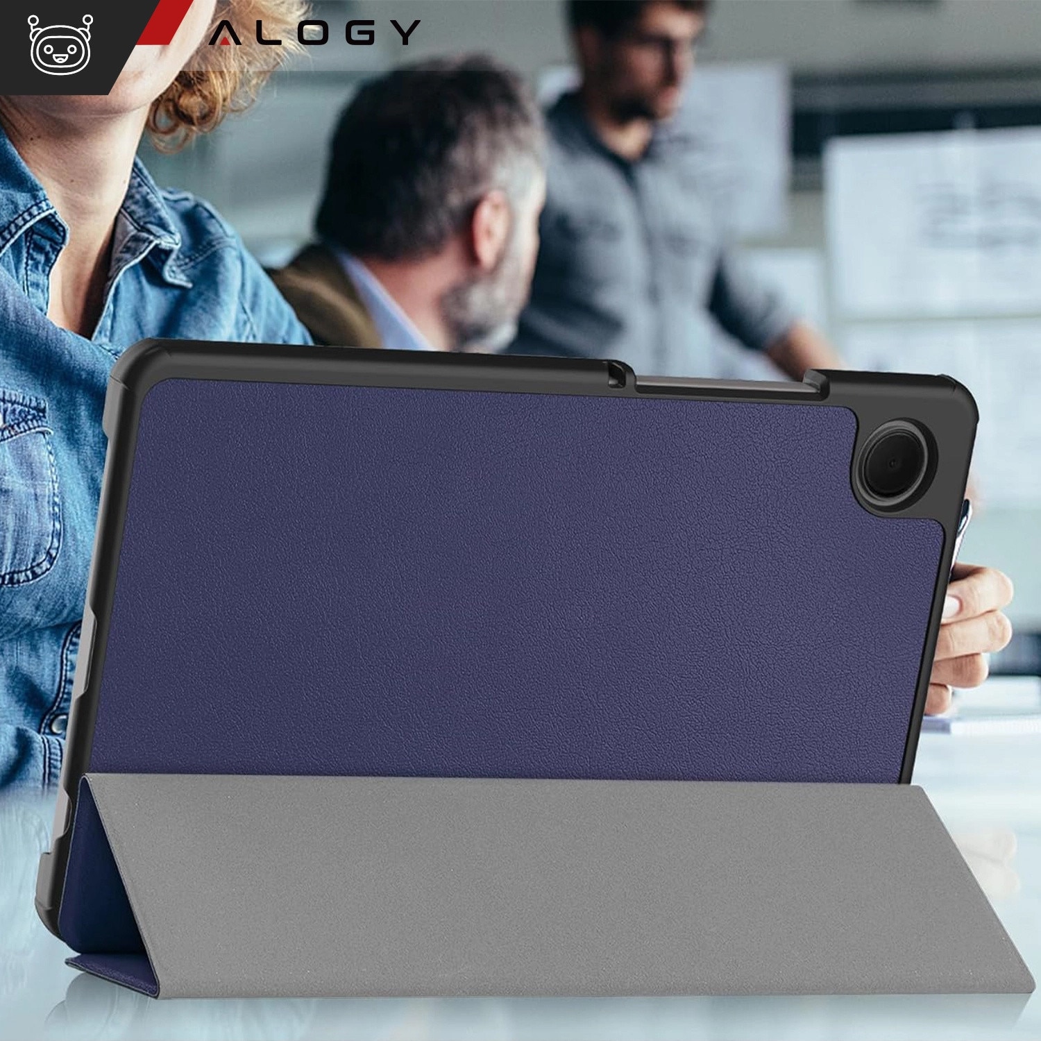Etui Book Cover Case Alogy pentru Samsung Galaxy Tab A9 2023 8.7", granat, functie Sleep/Wake Up, set 1x etui