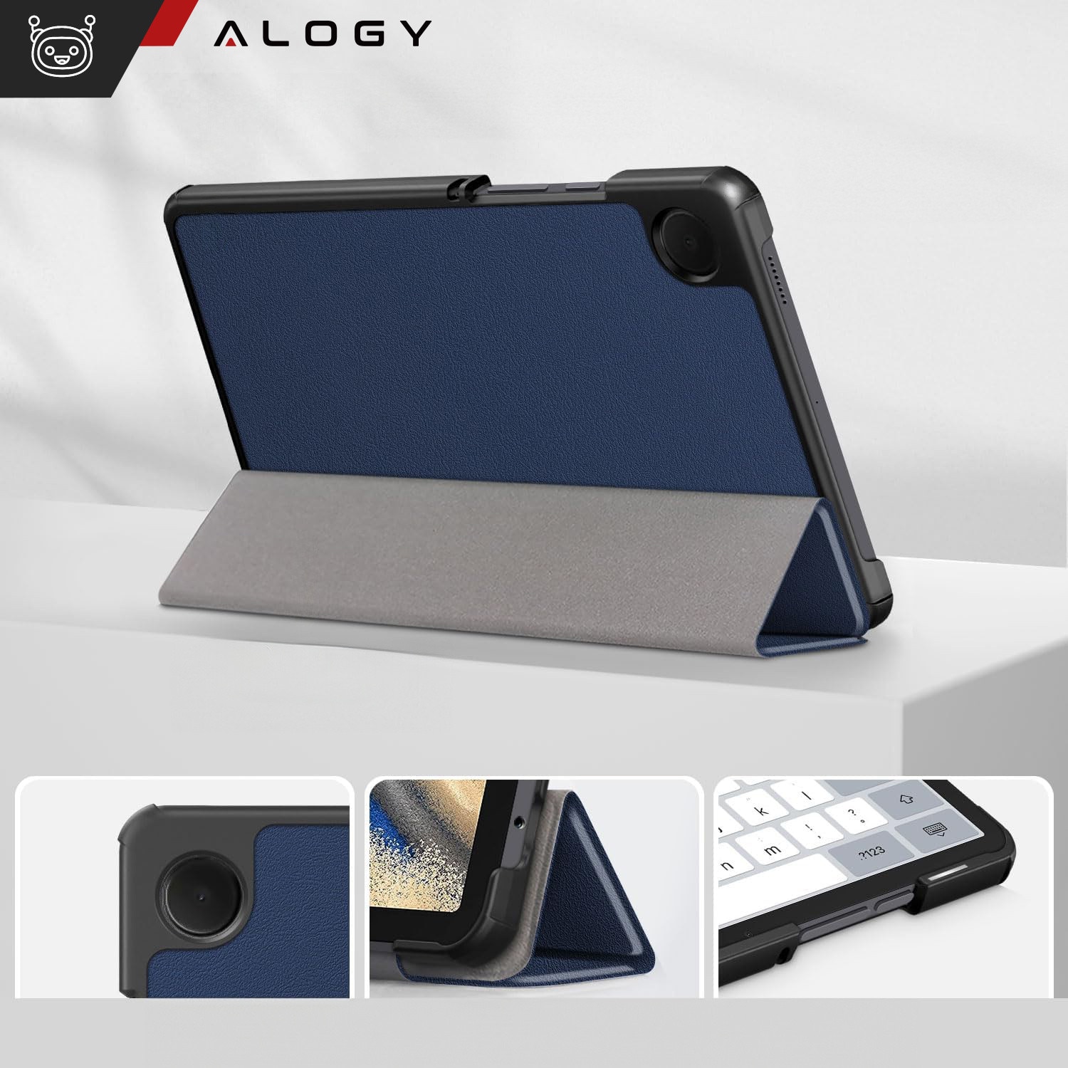 Etui Book Cover Case Alogy pentru Samsung Galaxy Tab A9 2023 8.7", granat, functie Sleep/Wake Up, set 1x etui